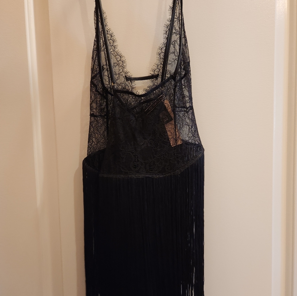 Victoria's Secret Black lace & fringe teddy